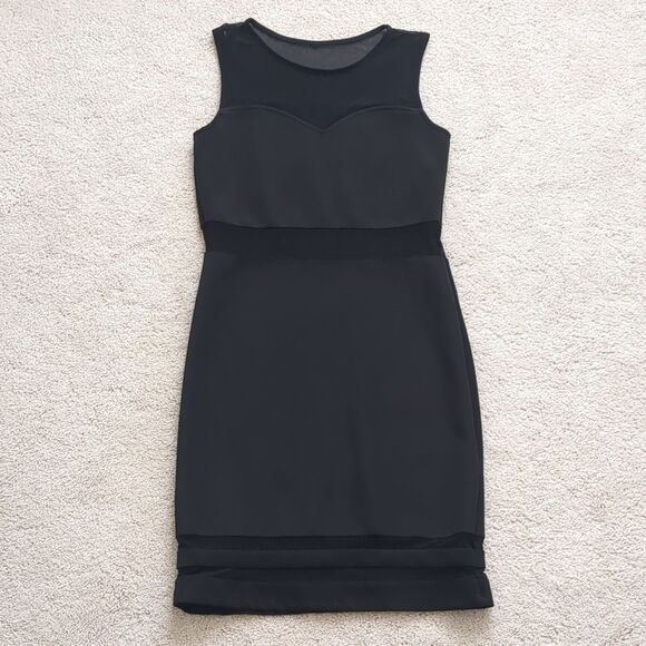 H&M Black Mesh Mini Dress Size S - Picture 1 of 7